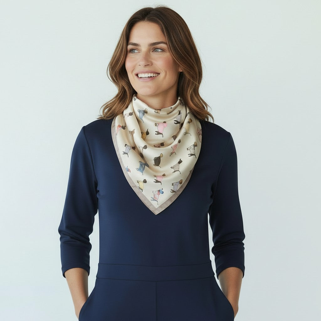 Beige sjaal met hondjes