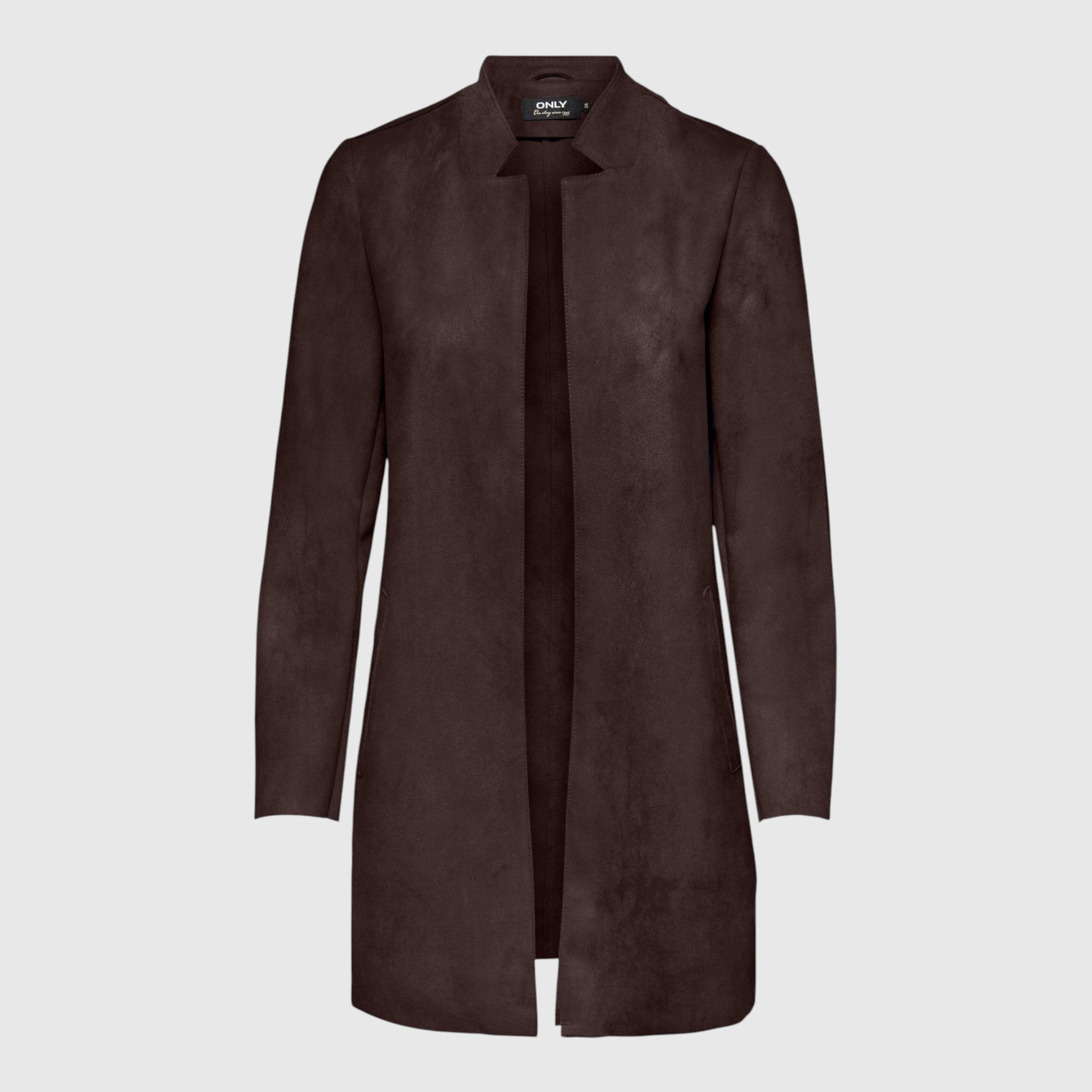 Bent Merkschoenen Online bruine gilet met lange mouwen in suède-look met open voorzijde