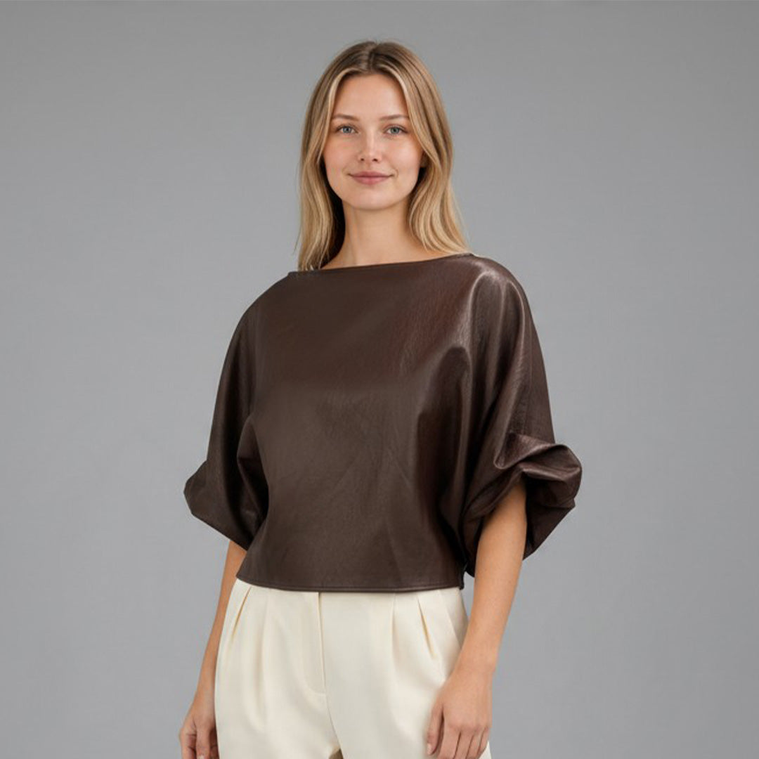 Bruine korte blouse