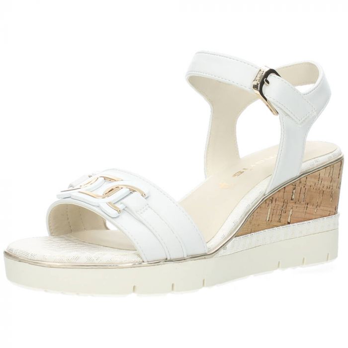 Witte sandalen met sleehak van Tamaris | BENT.be