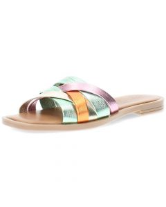 Multicolour metallic slippers